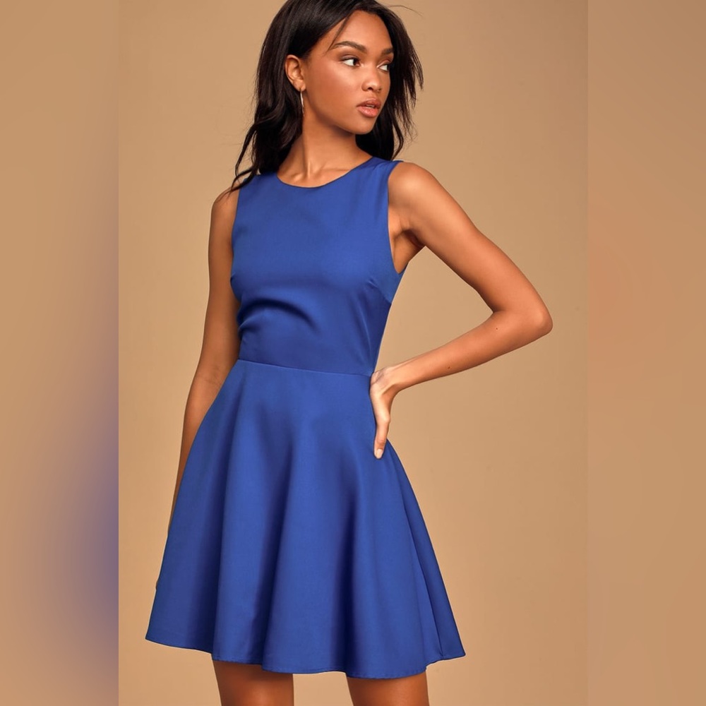 Lulu’s M Just Us Royal Blue Skater Dress - Picture 4 of 14